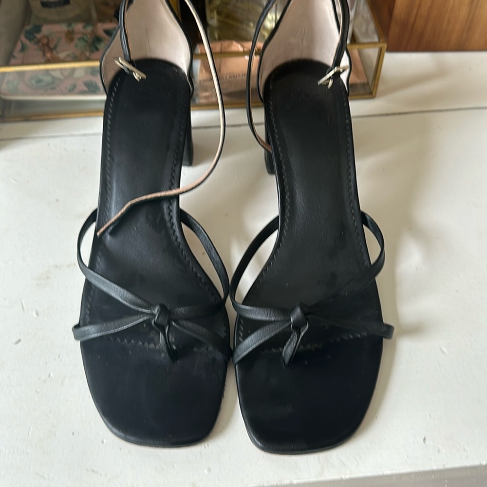 Jcrew black leather block sandals